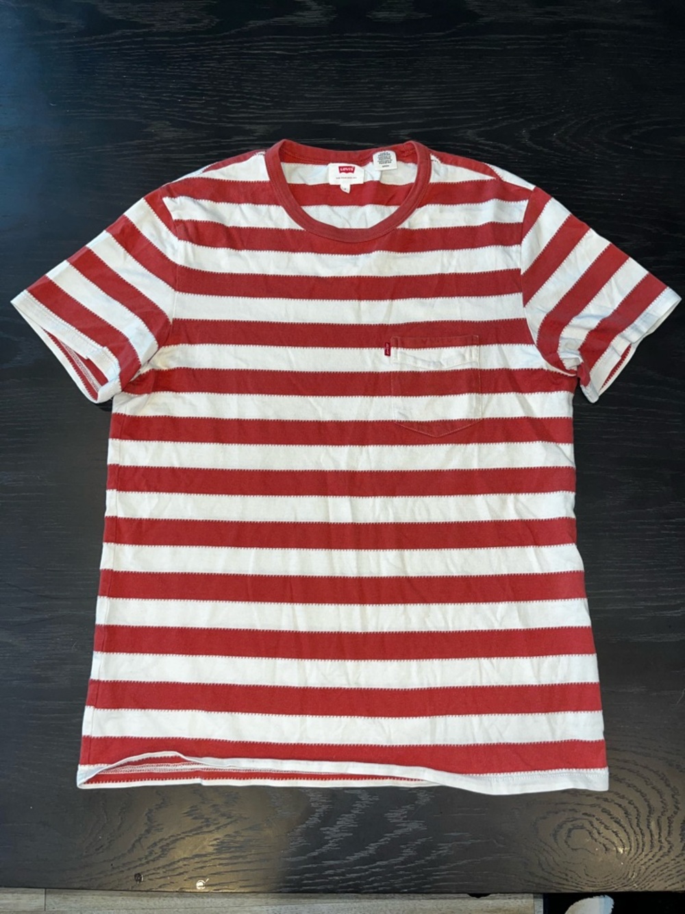 Levi's Red & White Striped Pocket Tee - Short Sleeve